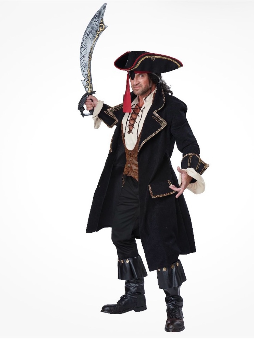 California Costumes Men's Pirate Captain Halloween Dress Up Black L NWT